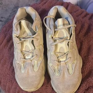 Yeezy Tan Athletic Shoes with High-Top Design and Textured Upper